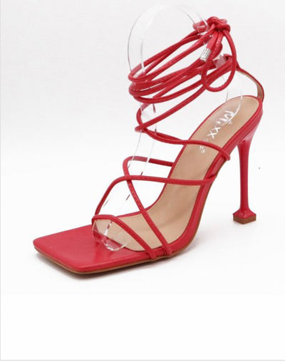SORORITY LACE UP HEEL (RED)